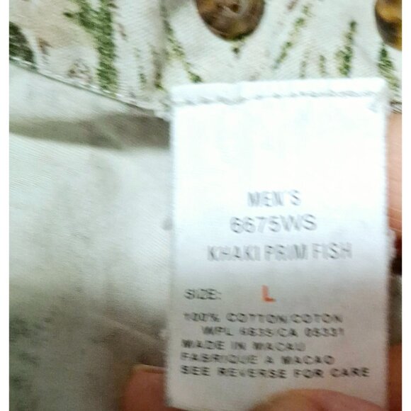 Vintage Woolrich Mens Beige & Green Short-Sleeve Button-Up Shirt With Nature Pri - Picture 7 of 7